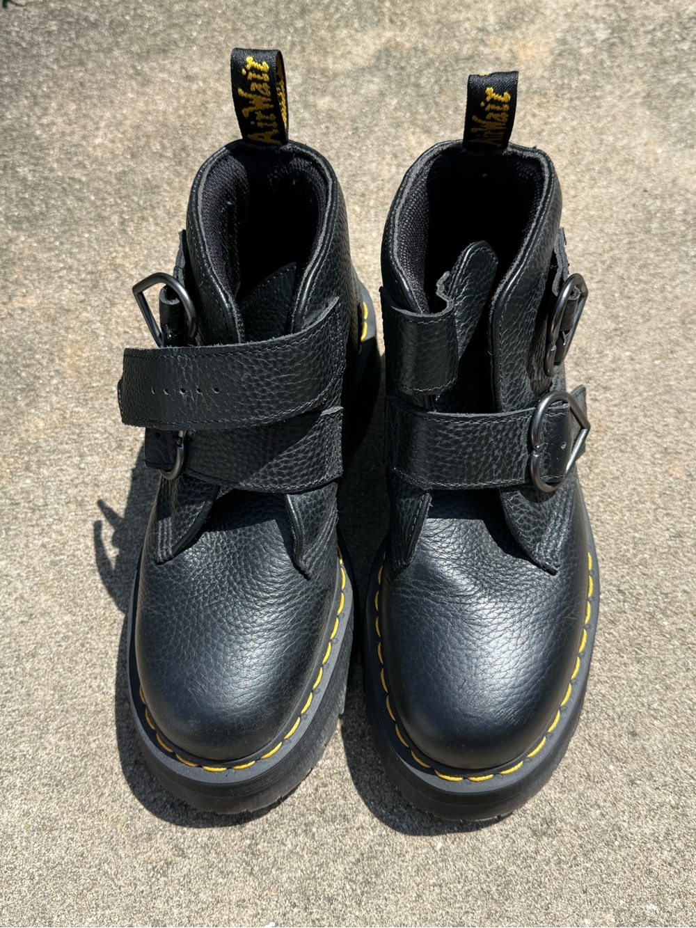 Dr. Martens Black Leather Heart-Buckle Boots Size 8 - Picture 3 of 4